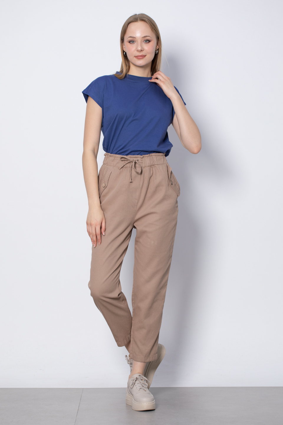 Çift cep kapaklı pantolon-006 Vizon