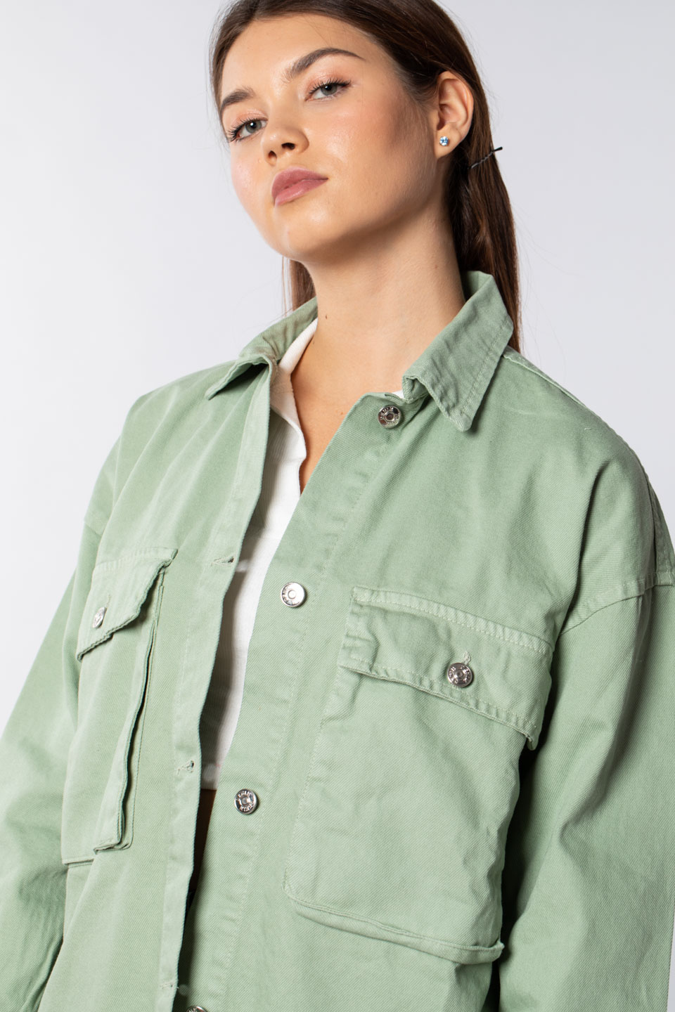 Çift cepli düğmeli ceket-4487 Mint