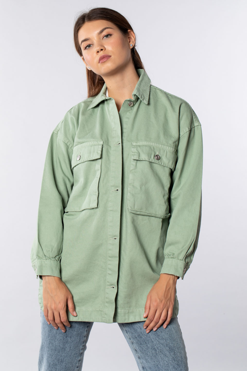 Çift cepli düğmeli ceket-4487 Mint