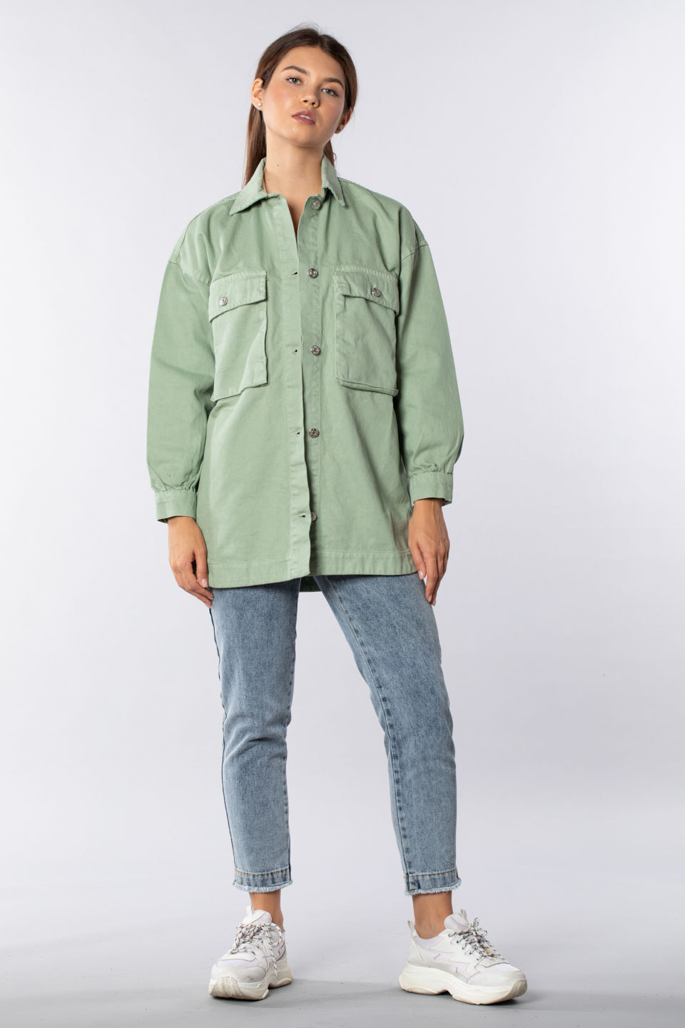 Çift cepli düğmeli ceket-4487 Mint