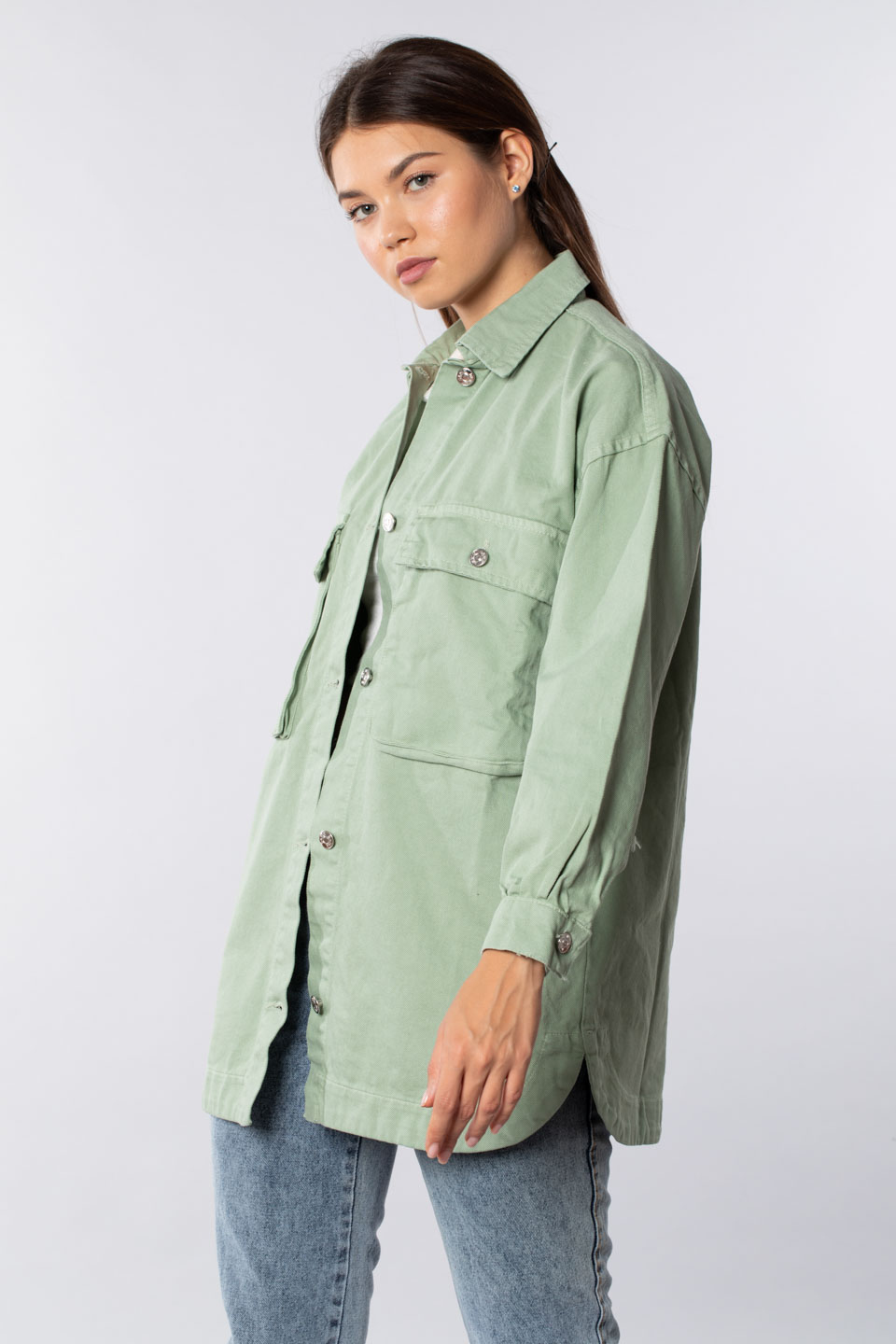 Çift cepli düğmeli ceket-4487 Mint