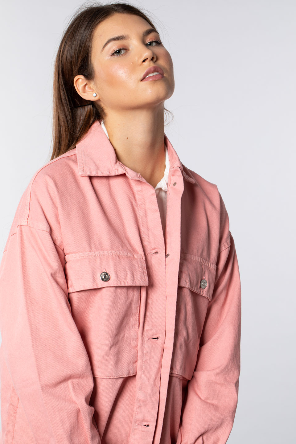 Çift cepli düğmeli ceket-4487 Pembe