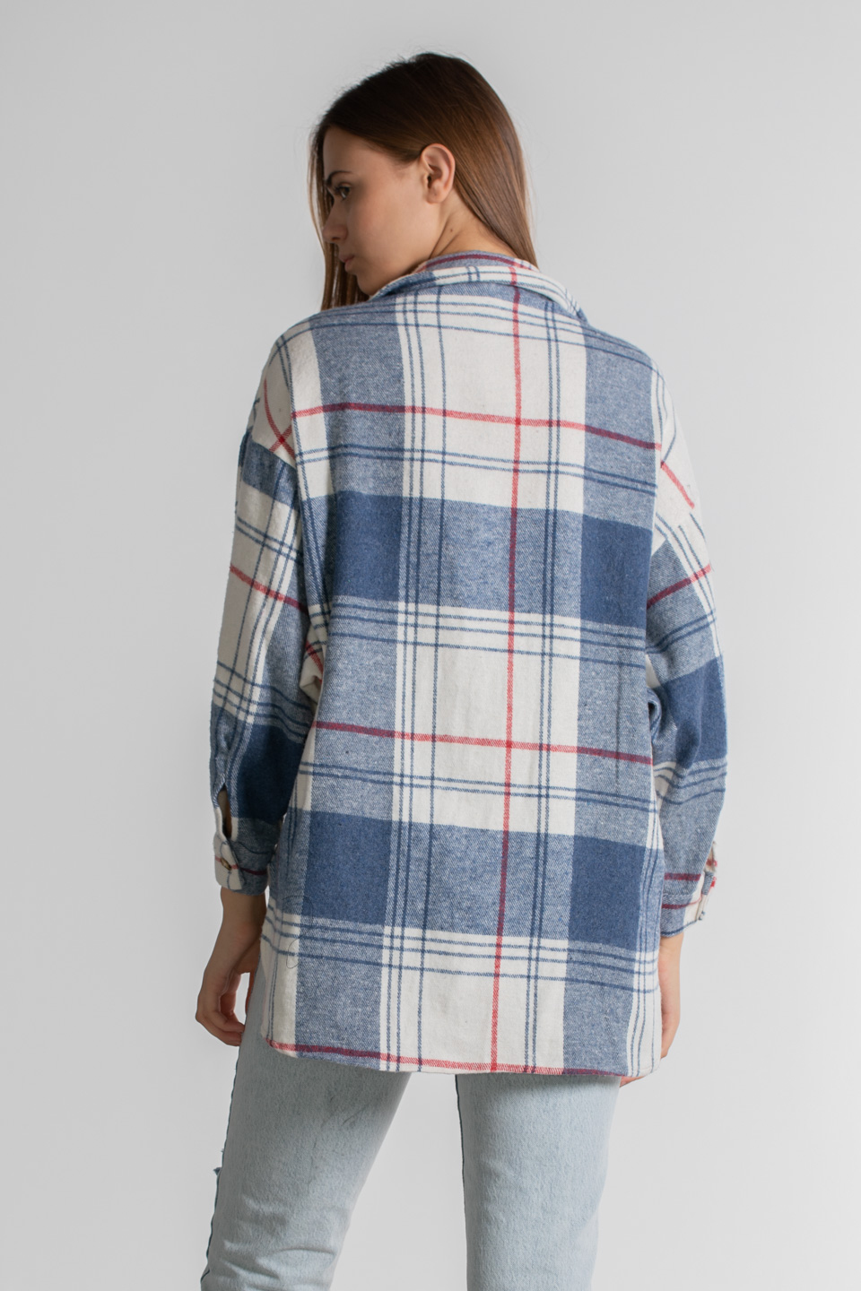 Çift Cepli Ekose Gömlek - İndigo