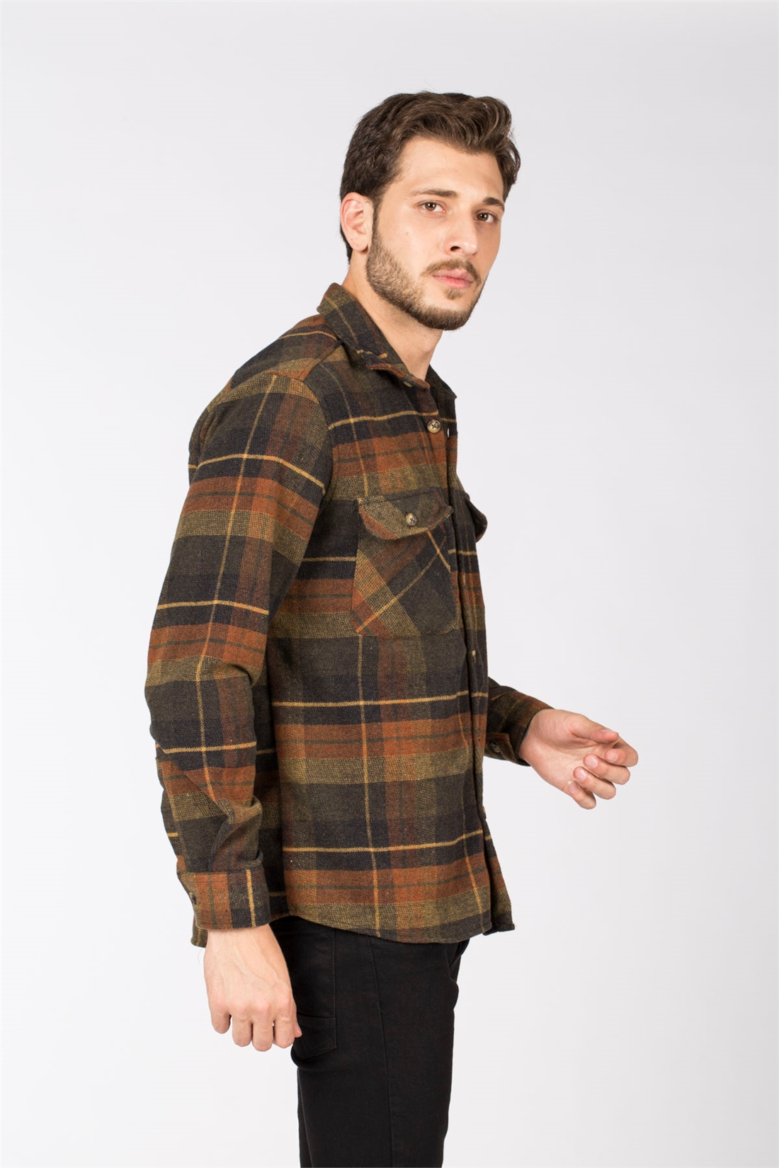 Çift Cepli Gömlek-Haki