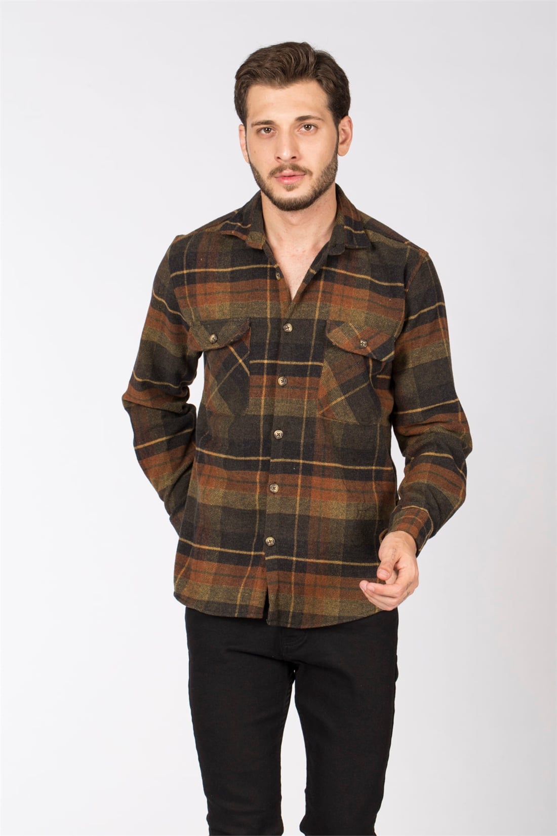 Çift Cepli Gömlek-Haki