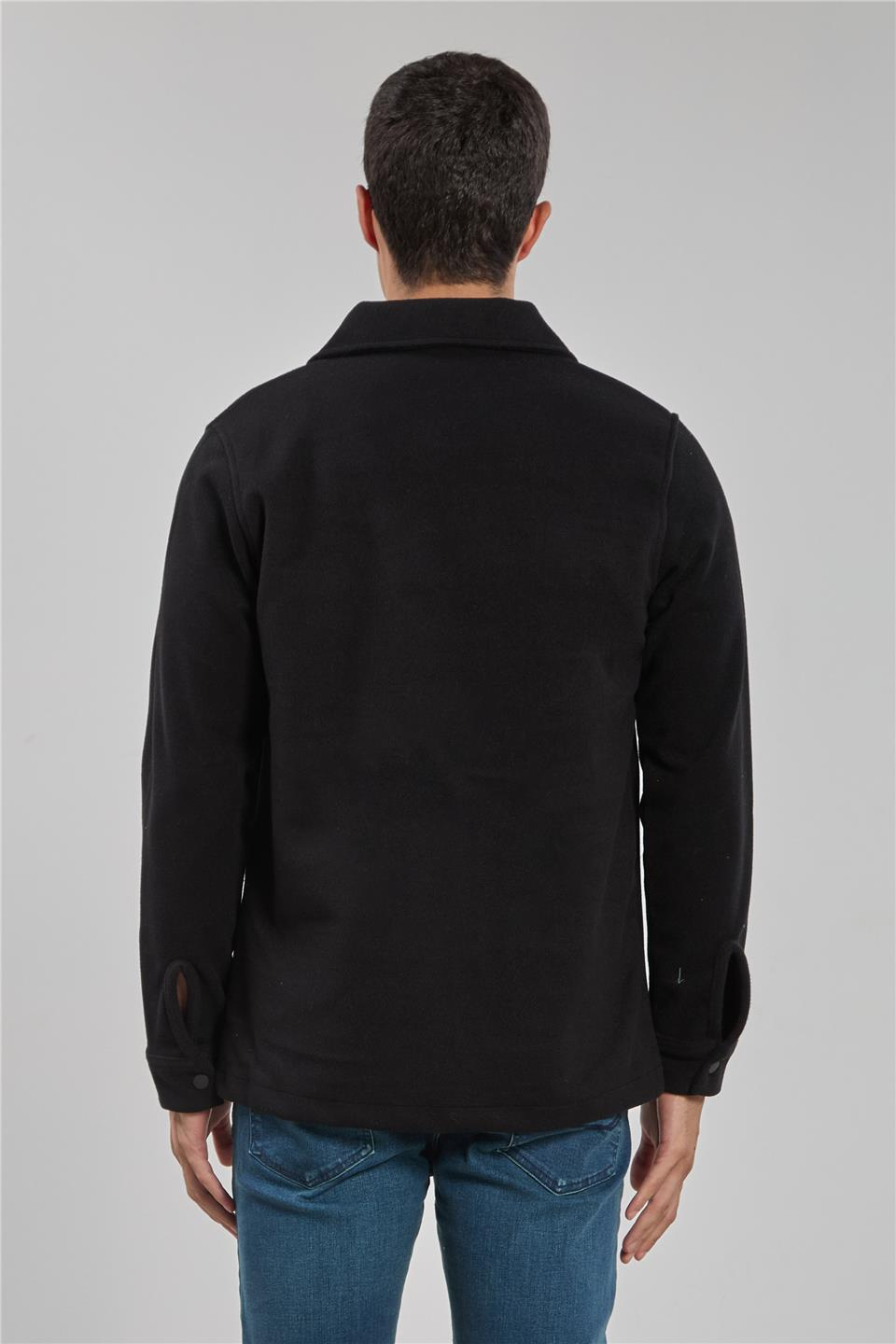 Çift cepli kaşe mont-9145-F539 Siyah