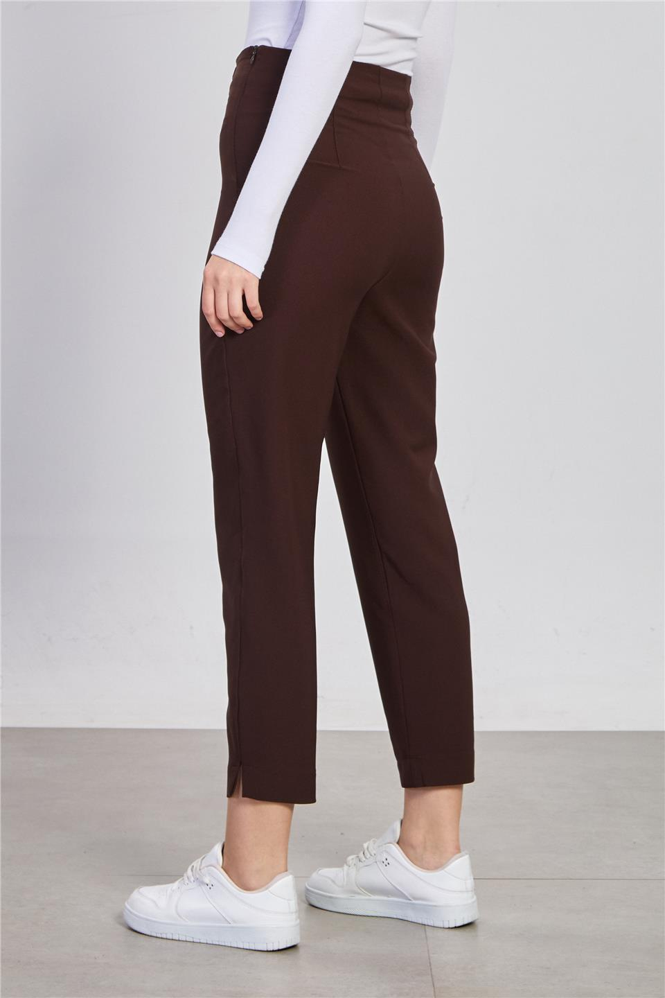 Çift düğmeli pantolon-2343 Kahve