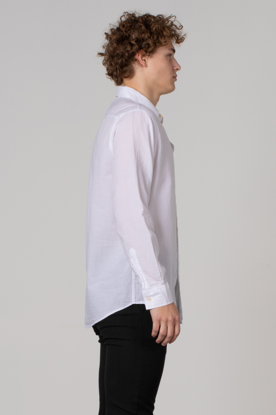 Çizgili poplin gömlek-12-4746 Beyaz