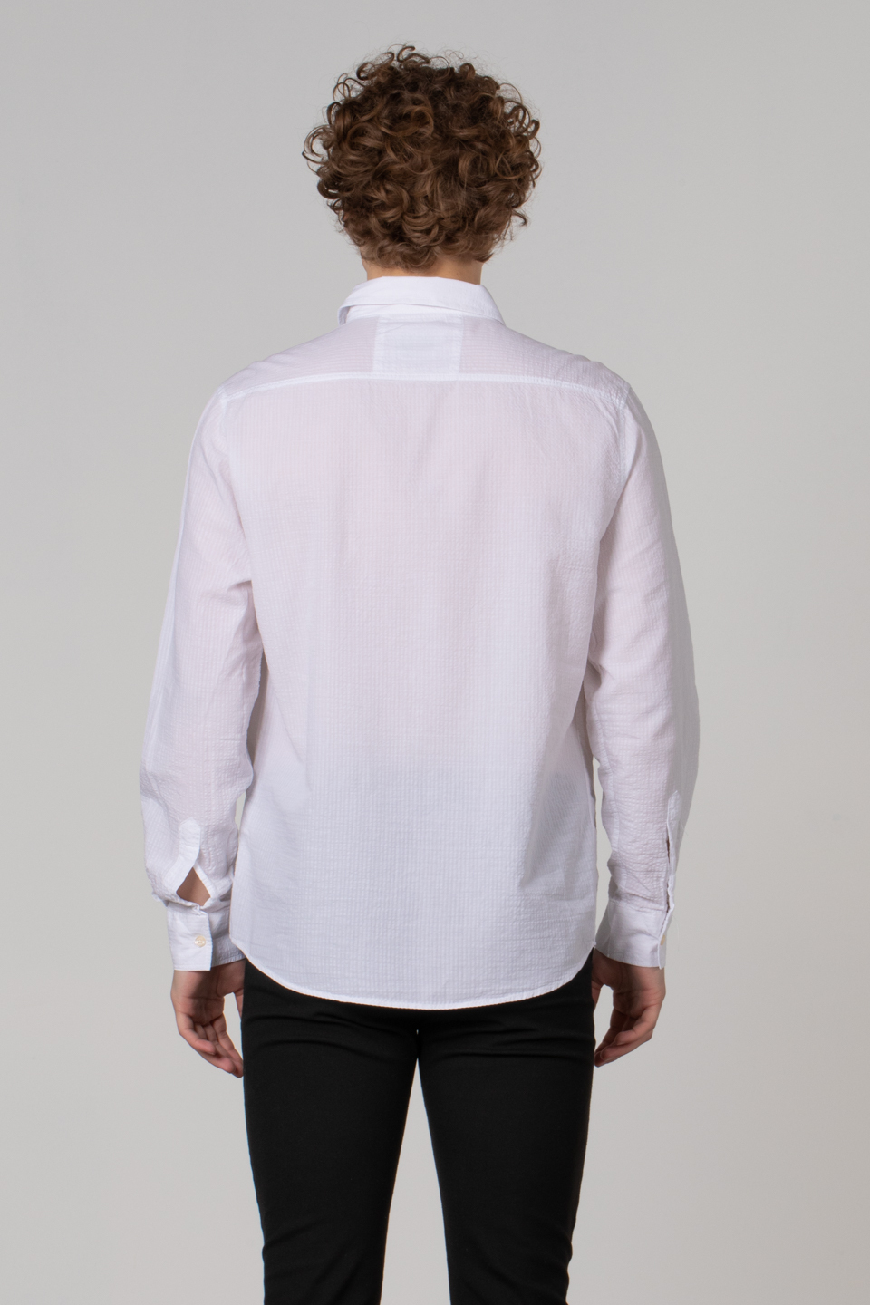 Çizgili poplin gömlek-12-4746 Beyaz