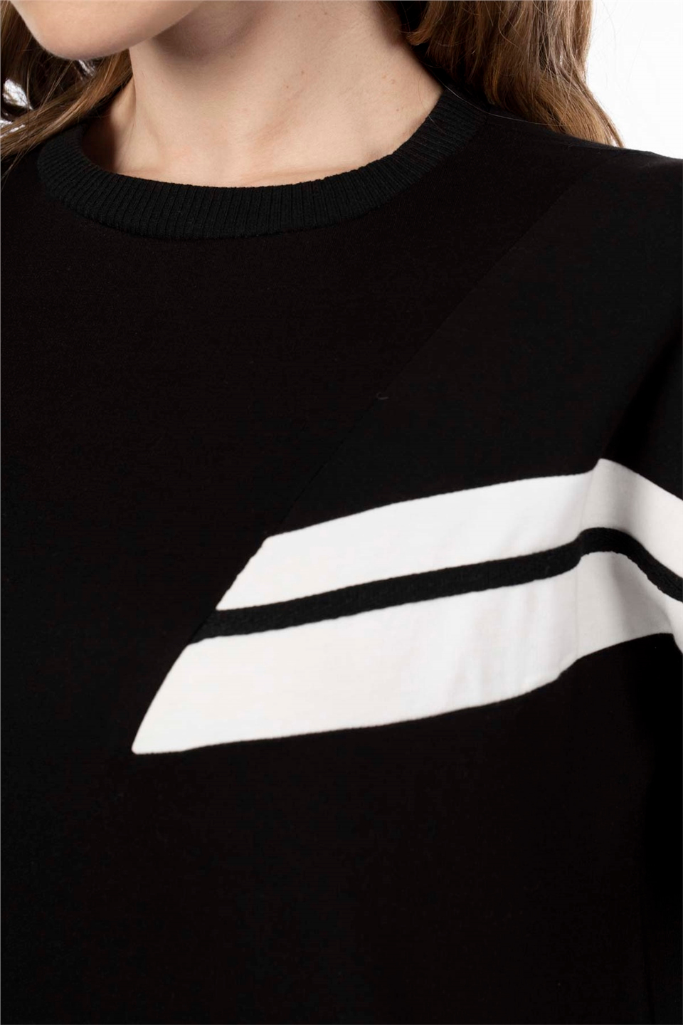 Çizgili Sweatshirt-Siyah