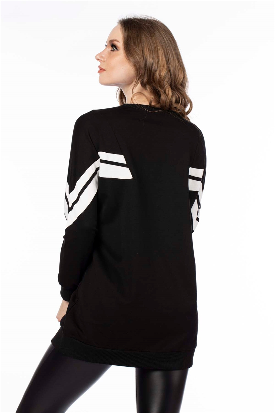 Çizgili Sweatshirt-Siyah