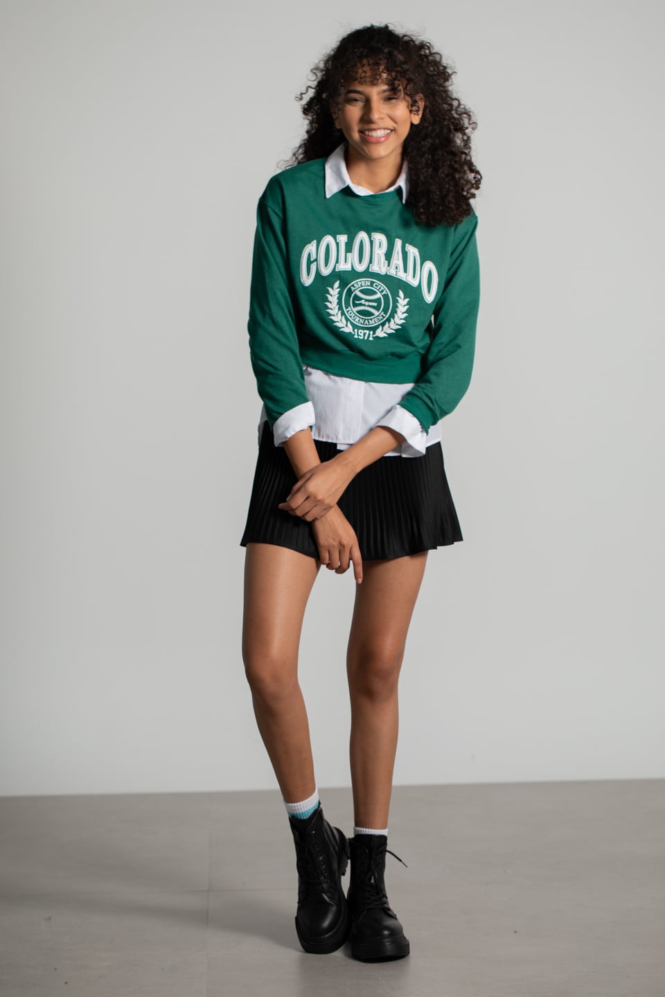 Colorado Baskılı Kısa Sweatshirt - Benetton