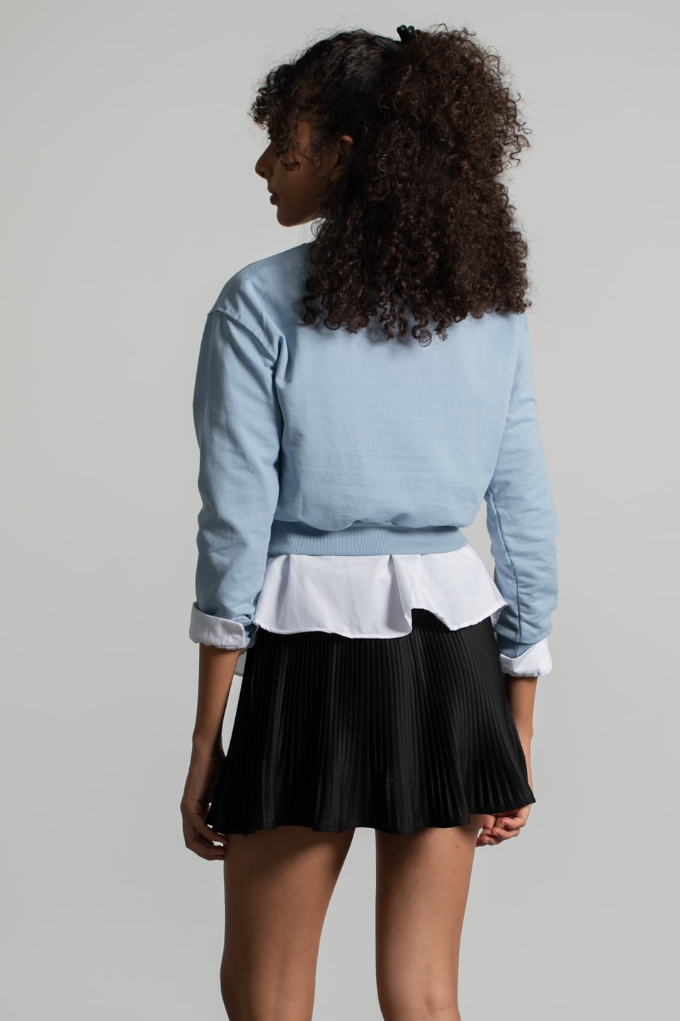 Colorado Baskılı Kısa Sweatshirt - Buz Mavisi