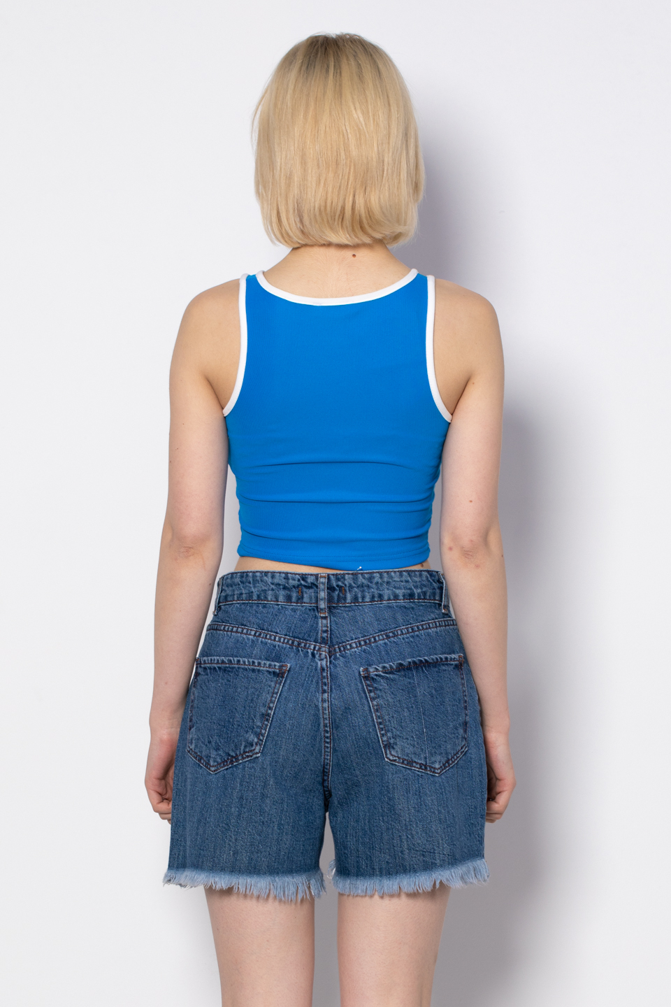 Damla dekolteli biyeli body-5281 Mavi