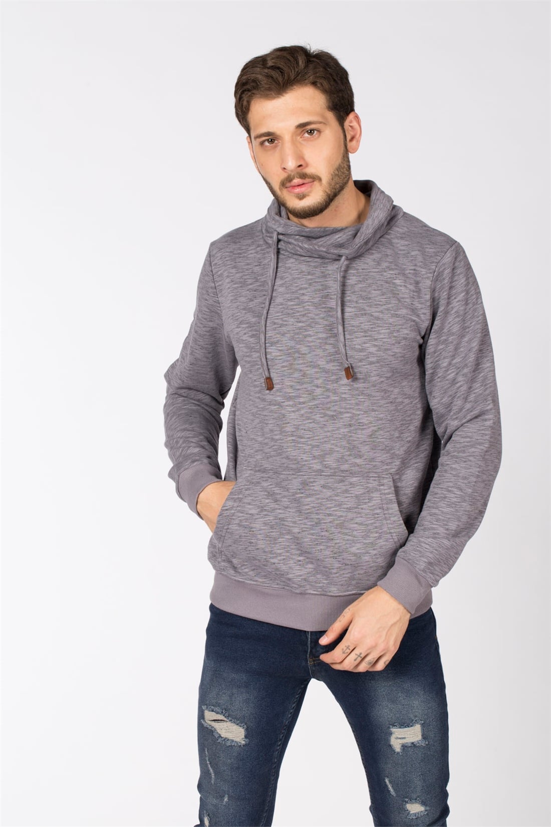 Degaje Yaka Sweatshirt-Füme