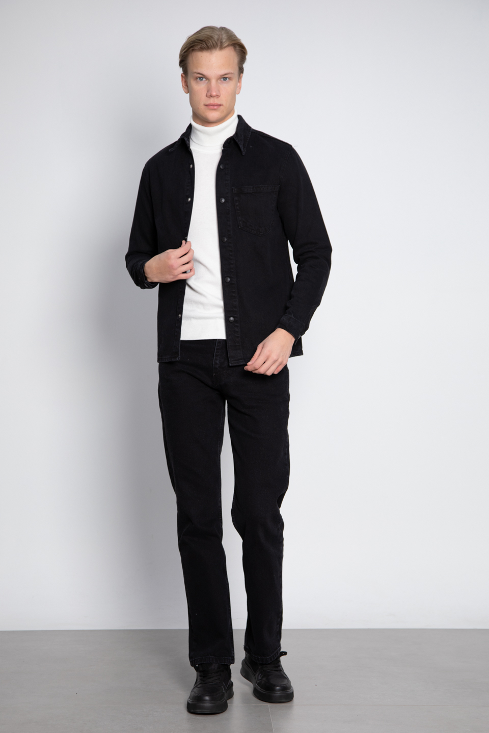Denim gömlek-AG133 Siyah T.