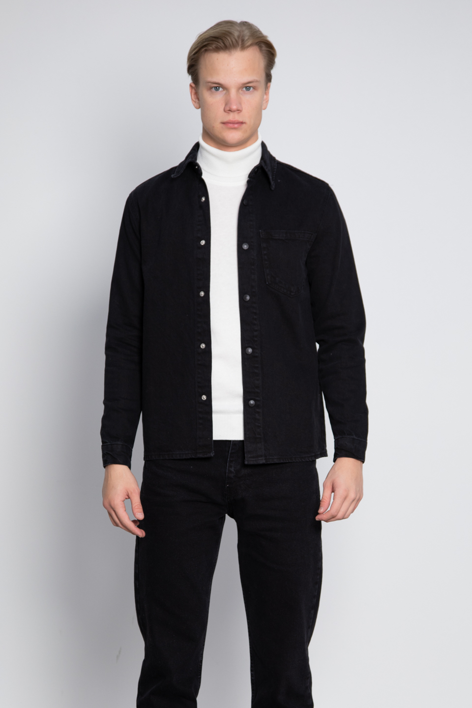 Denim gömlek-AG133 Siyah T.