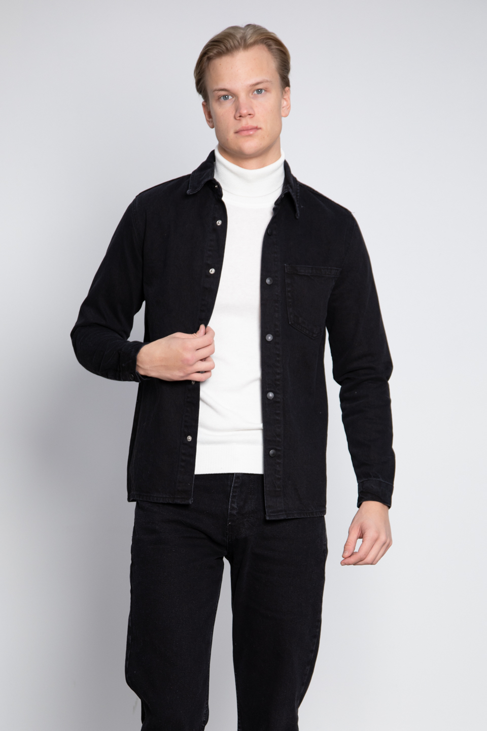 Denim gömlek-AG133 Siyah T.