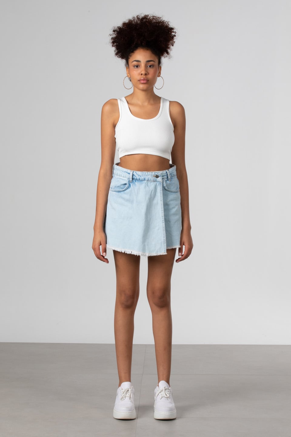 Denim şort etek-1022 Buz Mavi