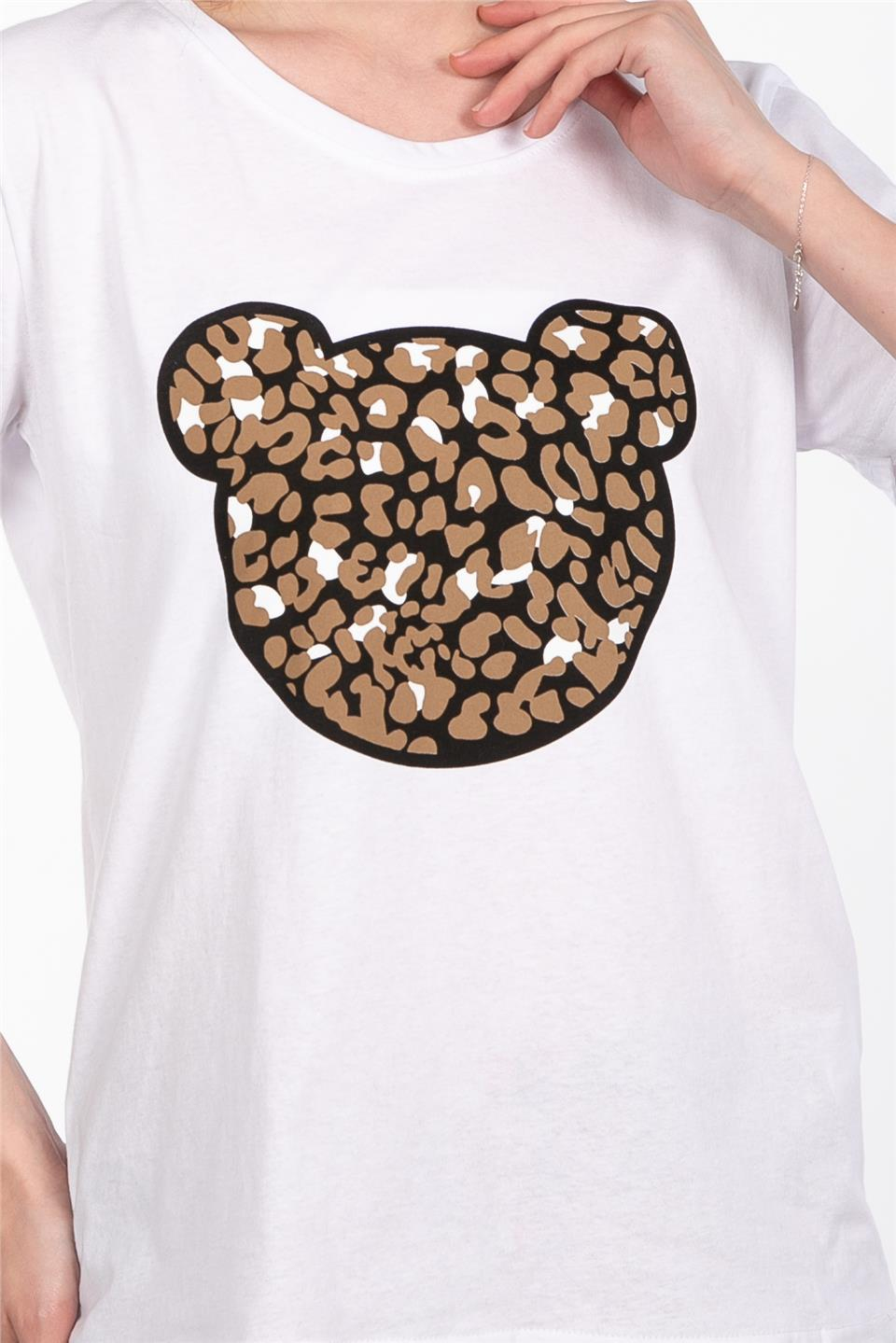 Desenli bisiklet yaka pijama takımı-2042 Leopar Ekose