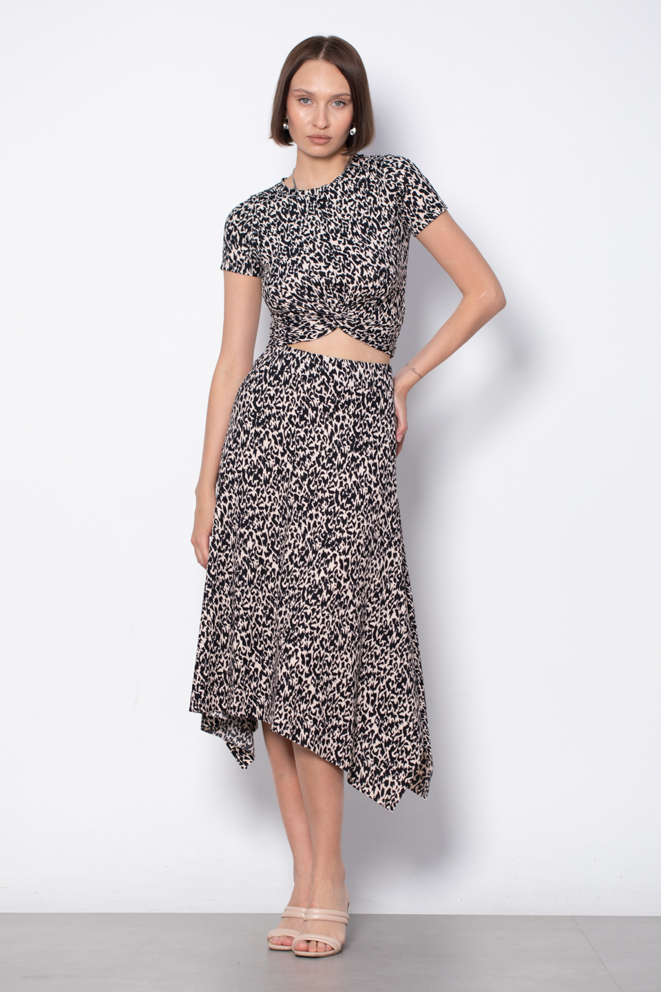 Desenli crop bluz-6080-1 Leopar