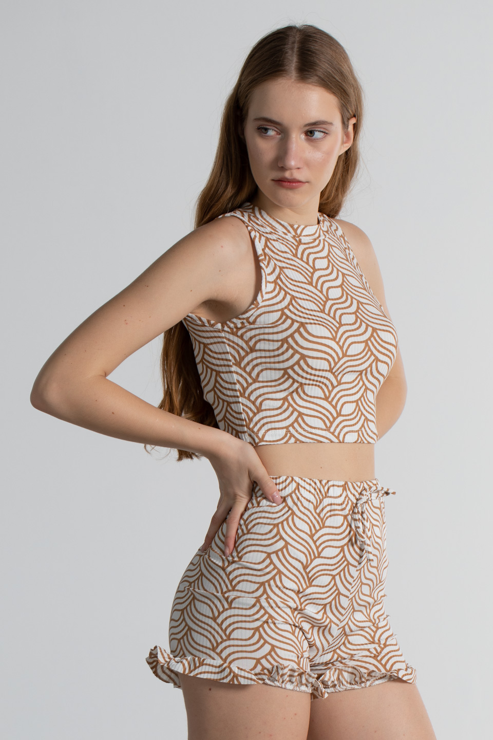 Desenli crop body-6327 Vizon Örgü