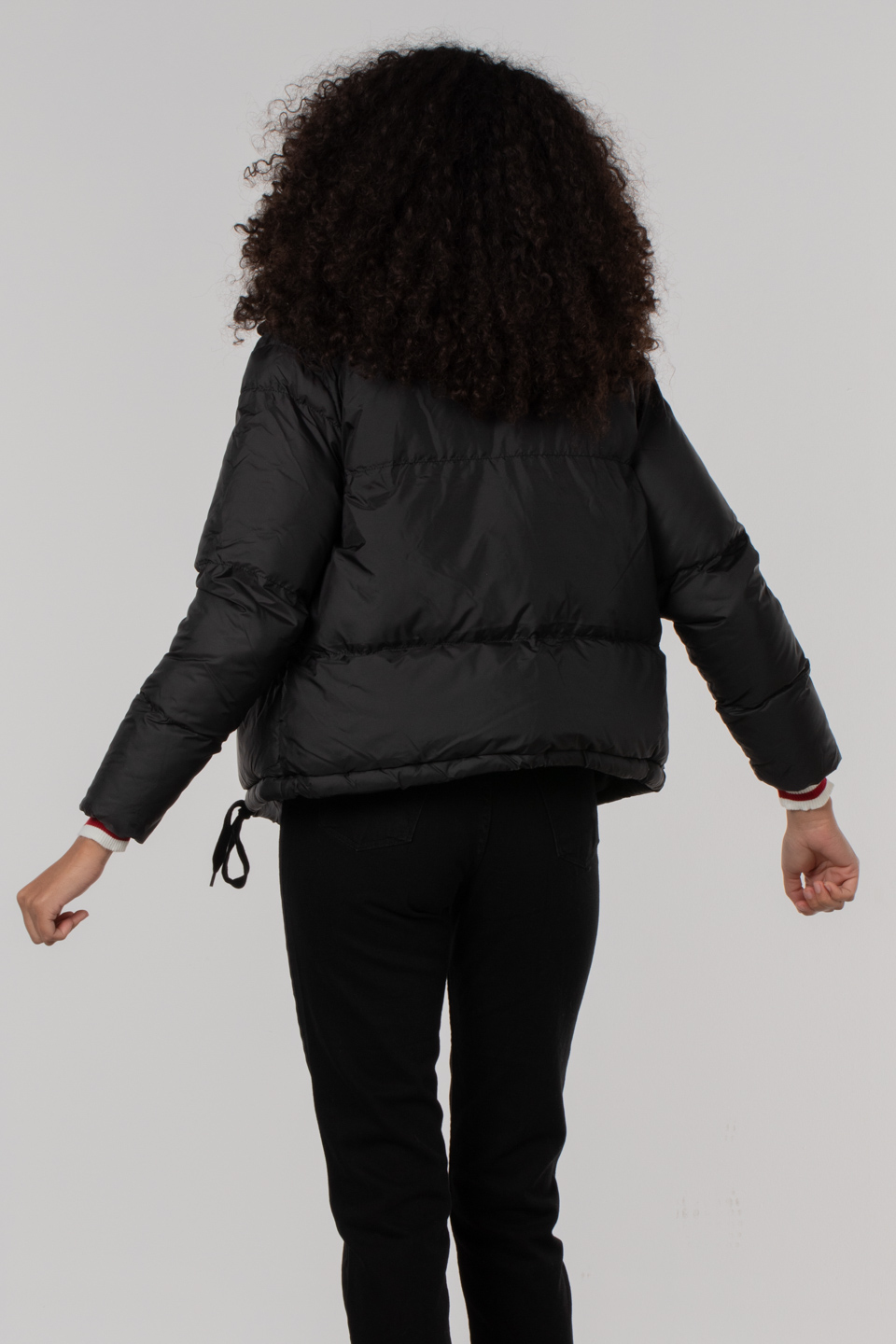 Dik yaka çıtçıtlı dolum mont-5437 Siyah