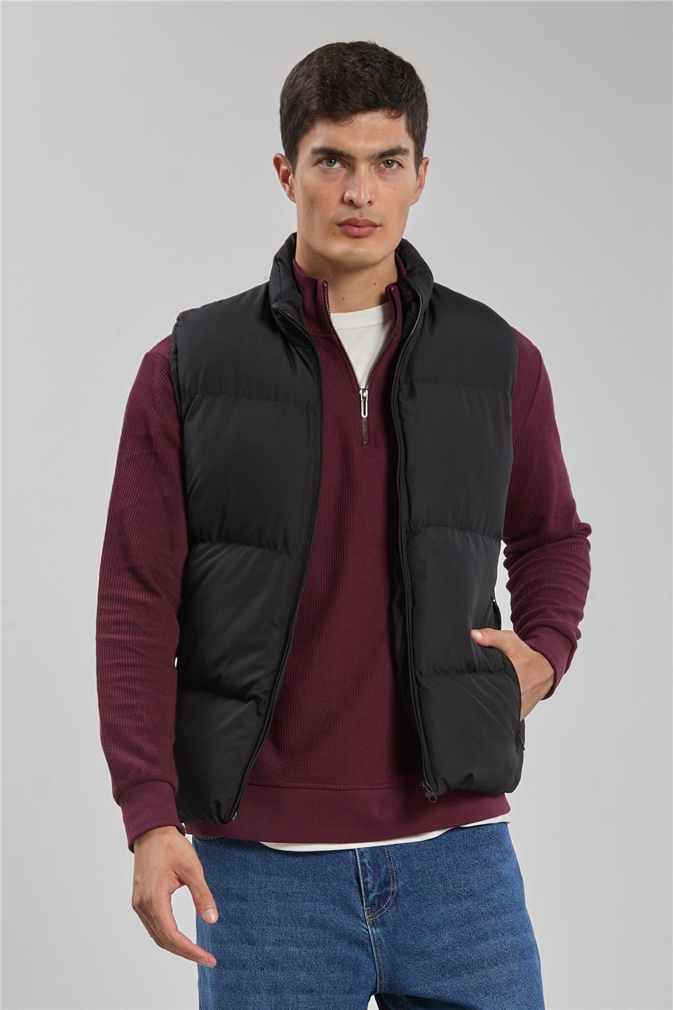 Dik yaka şişme yelek-RBS-Y Siyah