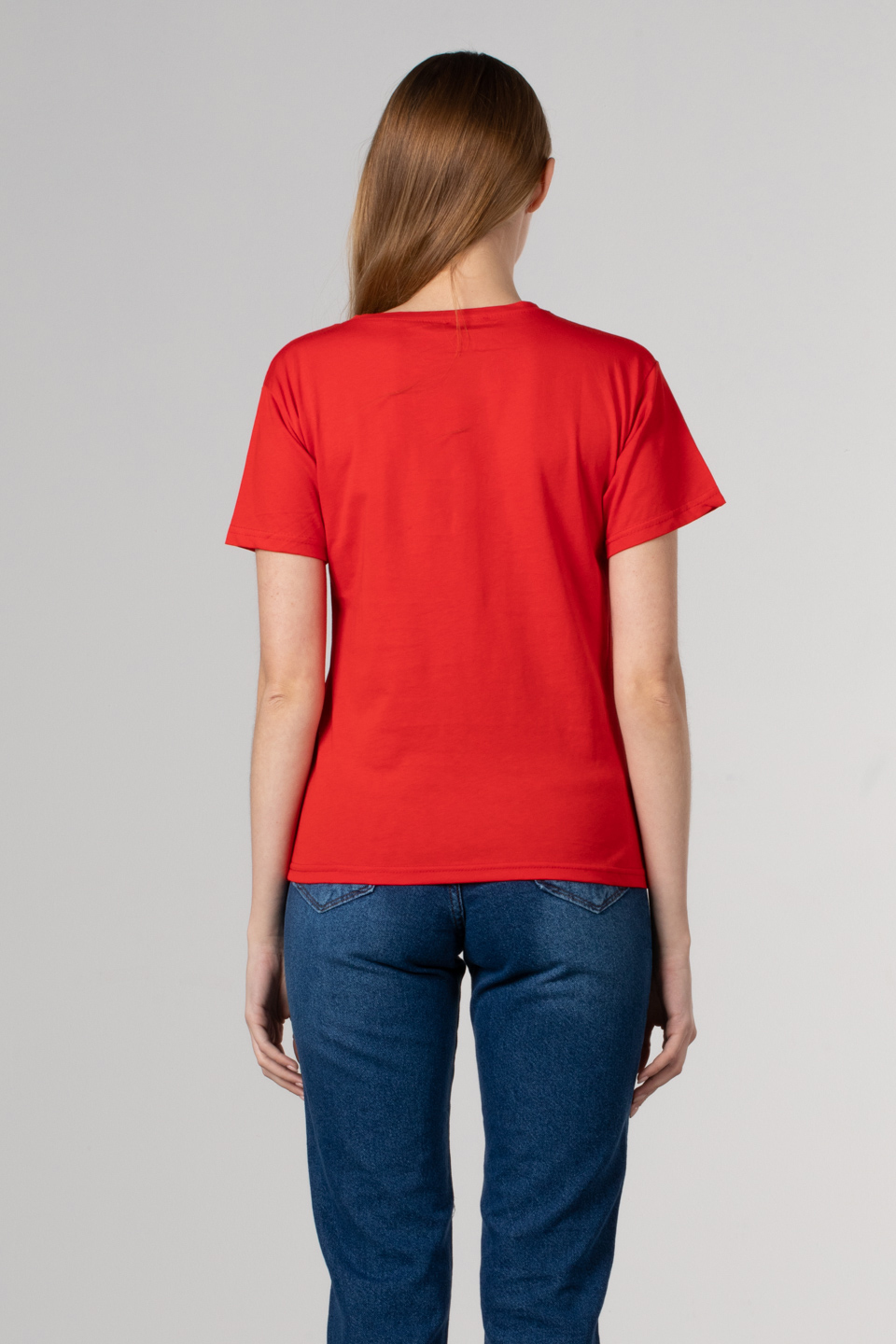 Dil baskılı basıc t-shirt-1003 Siyah/Kırmızı