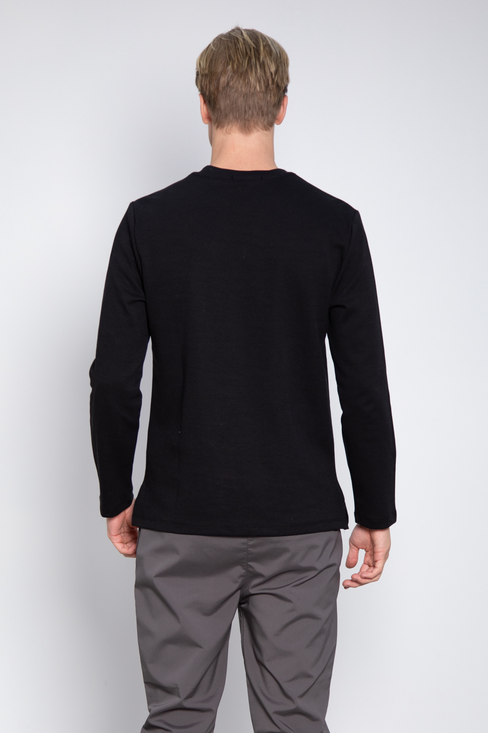 Double face bisiklet yaka sweat-1069 Siyah