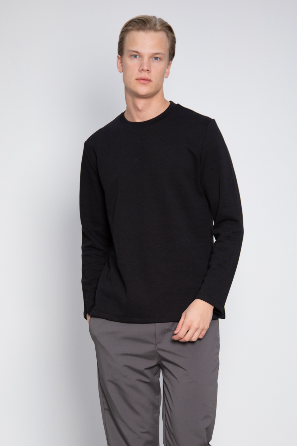 Double face bisiklet yaka sweat-1069 Siyah