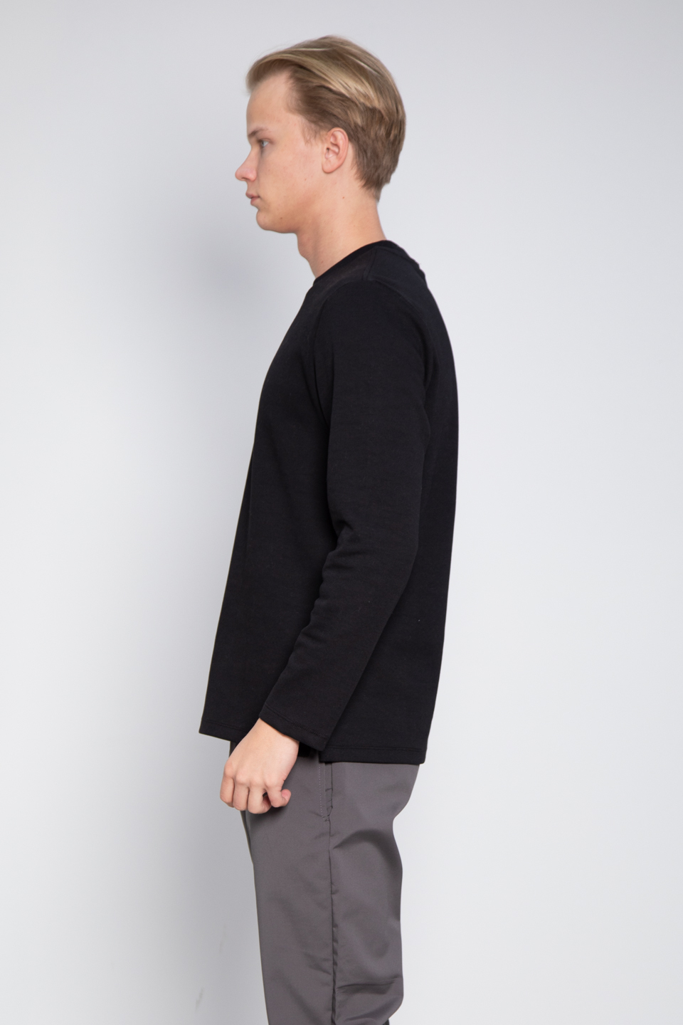 Double face bisiklet yaka sweat-1069 Siyah