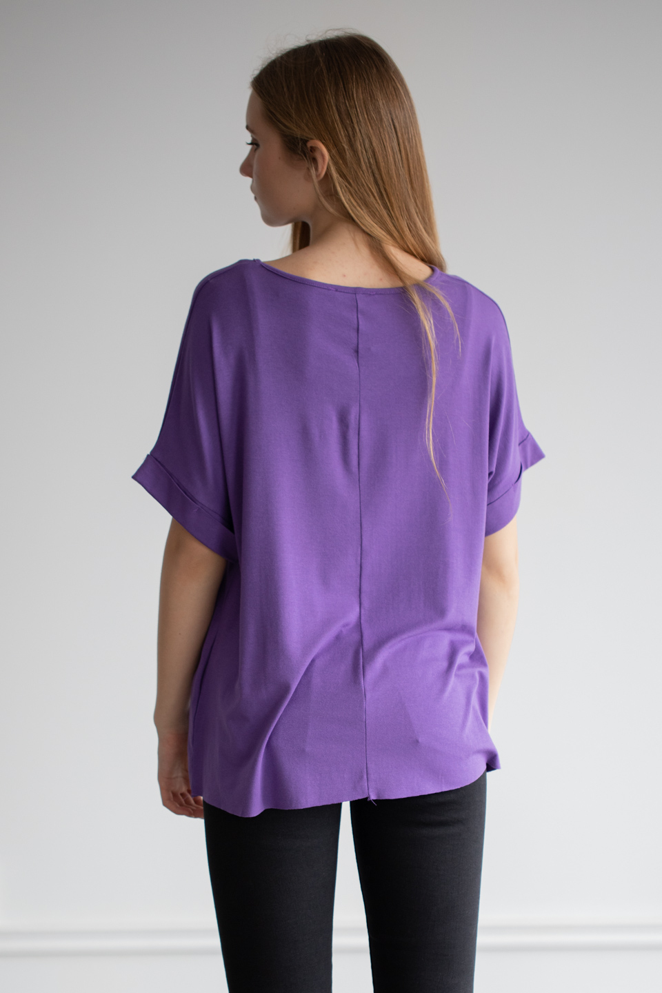 Double kol t-shirt-22F-196 Mor