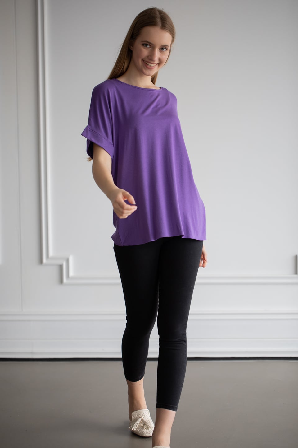 Double kol t-shirt-22F-196 Mor