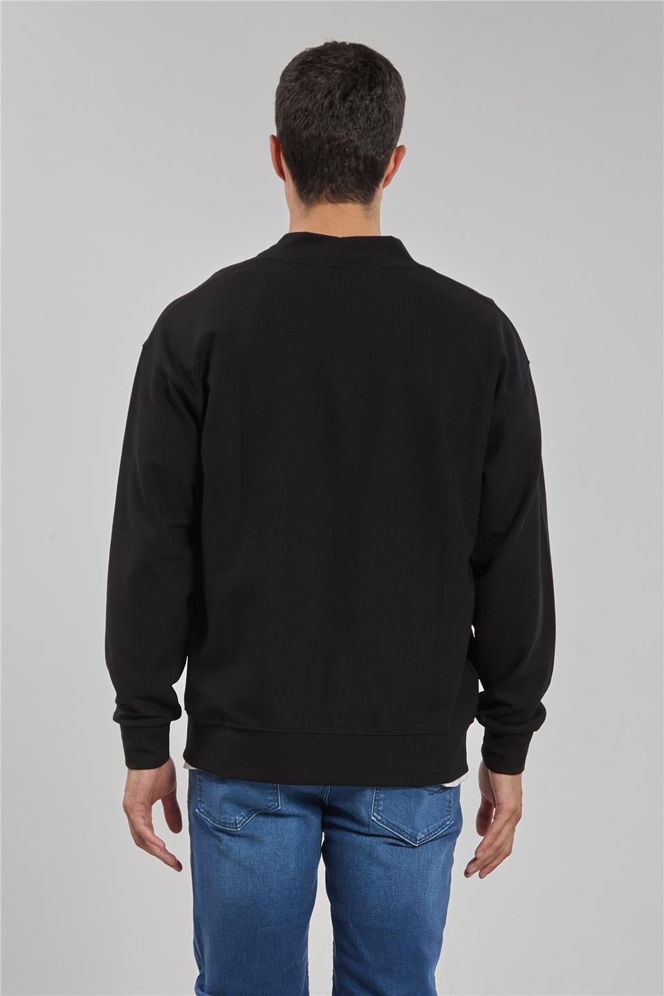 Düğmeli oversize hırka-9151-167 Siyah