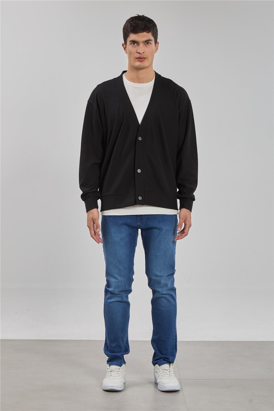 Düğmeli oversize hırka-9151-167 Siyah