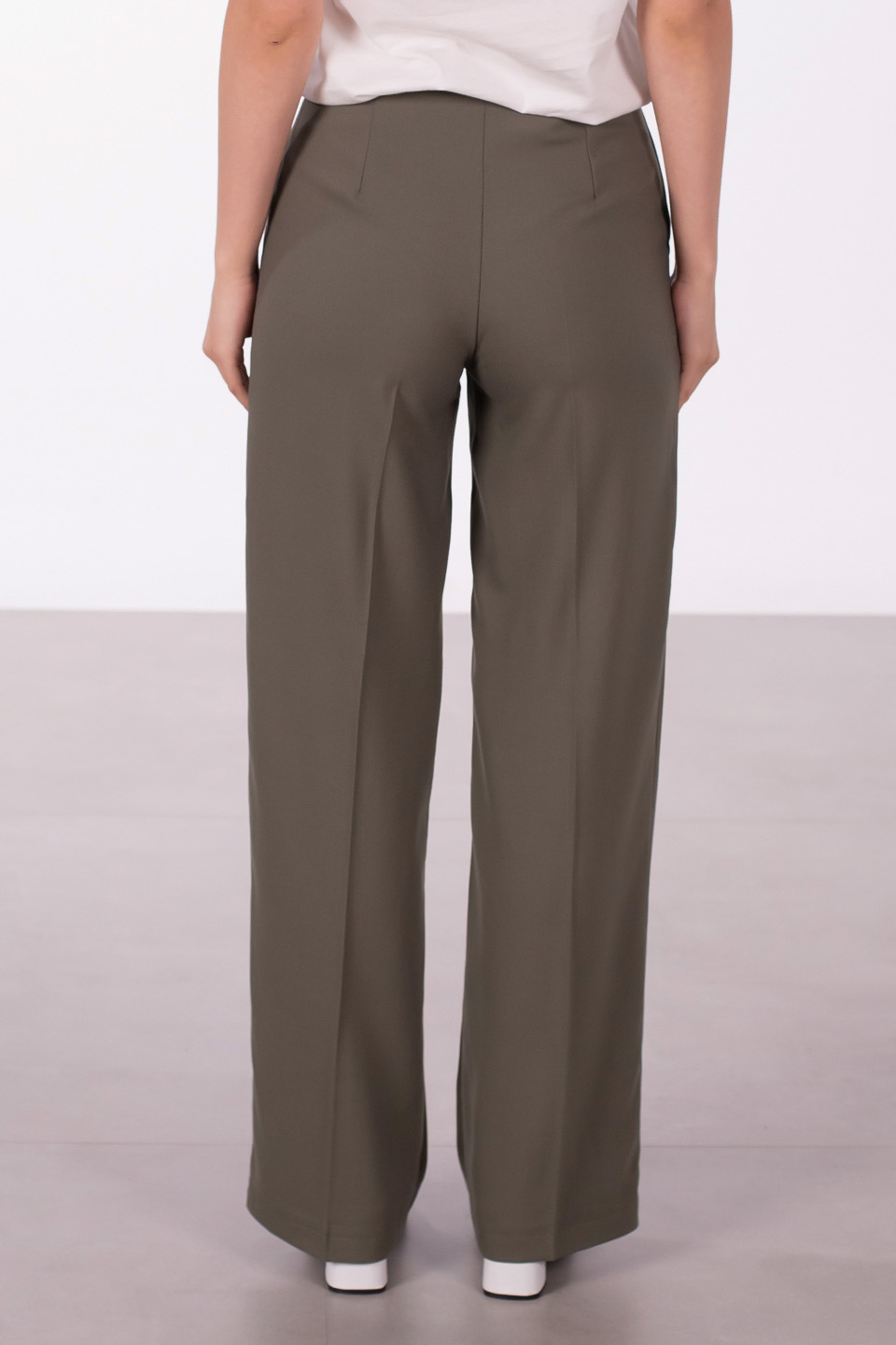 Düğmeli palazzo pantolon-7016 Olive