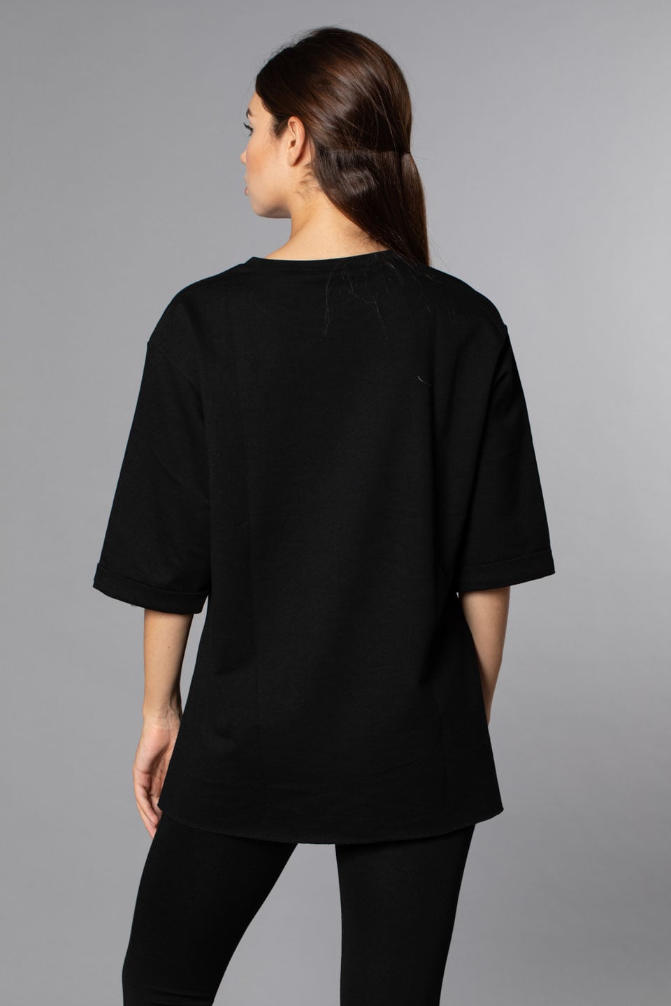 Ejderha Baskılı Double Kol T-Shirt-Siyah