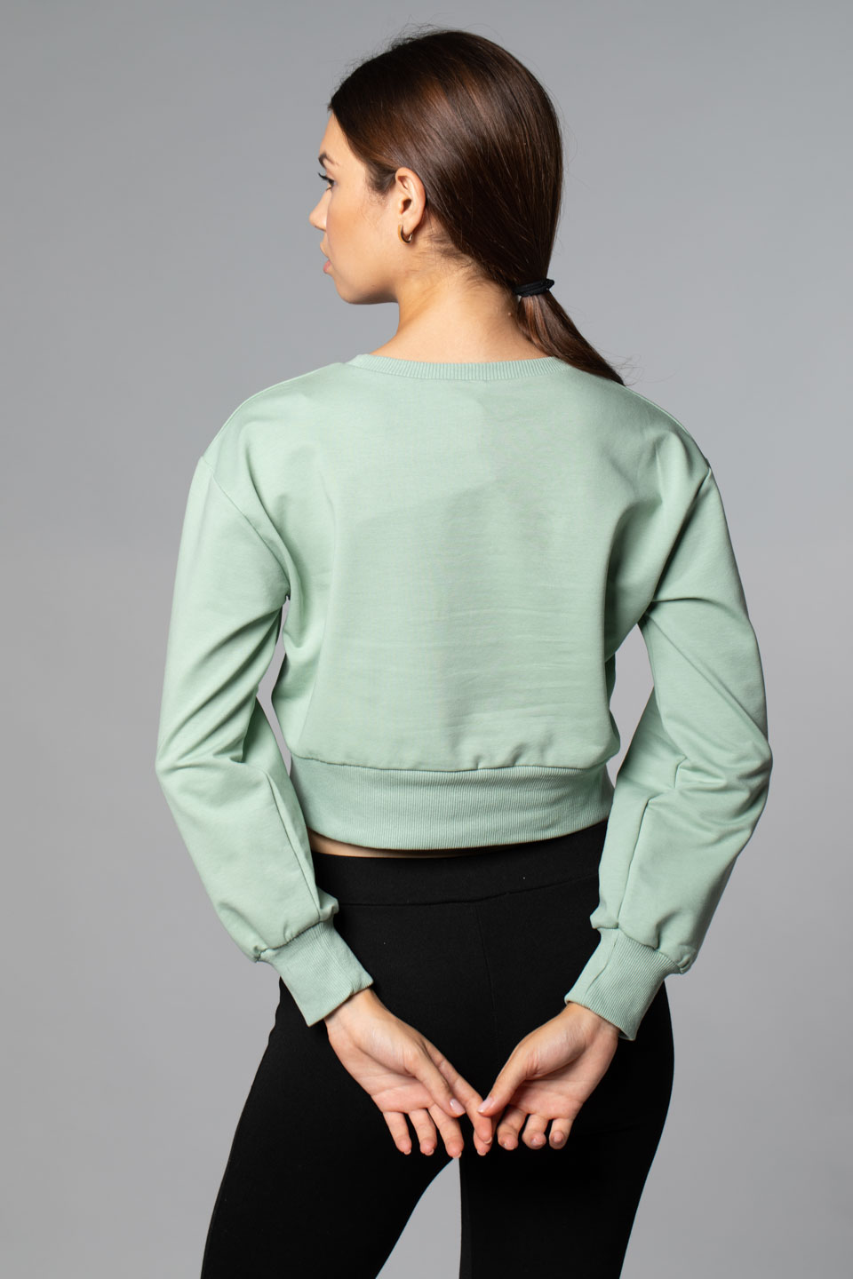 Ejderha Nakışlı Crop Sweat-Çağla