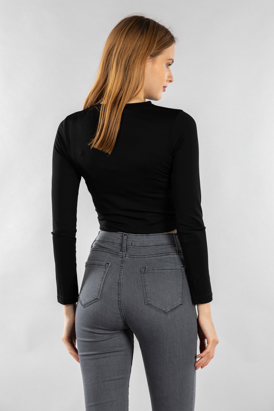 Eteği düğüm detaylı bluz-7341 Siyah