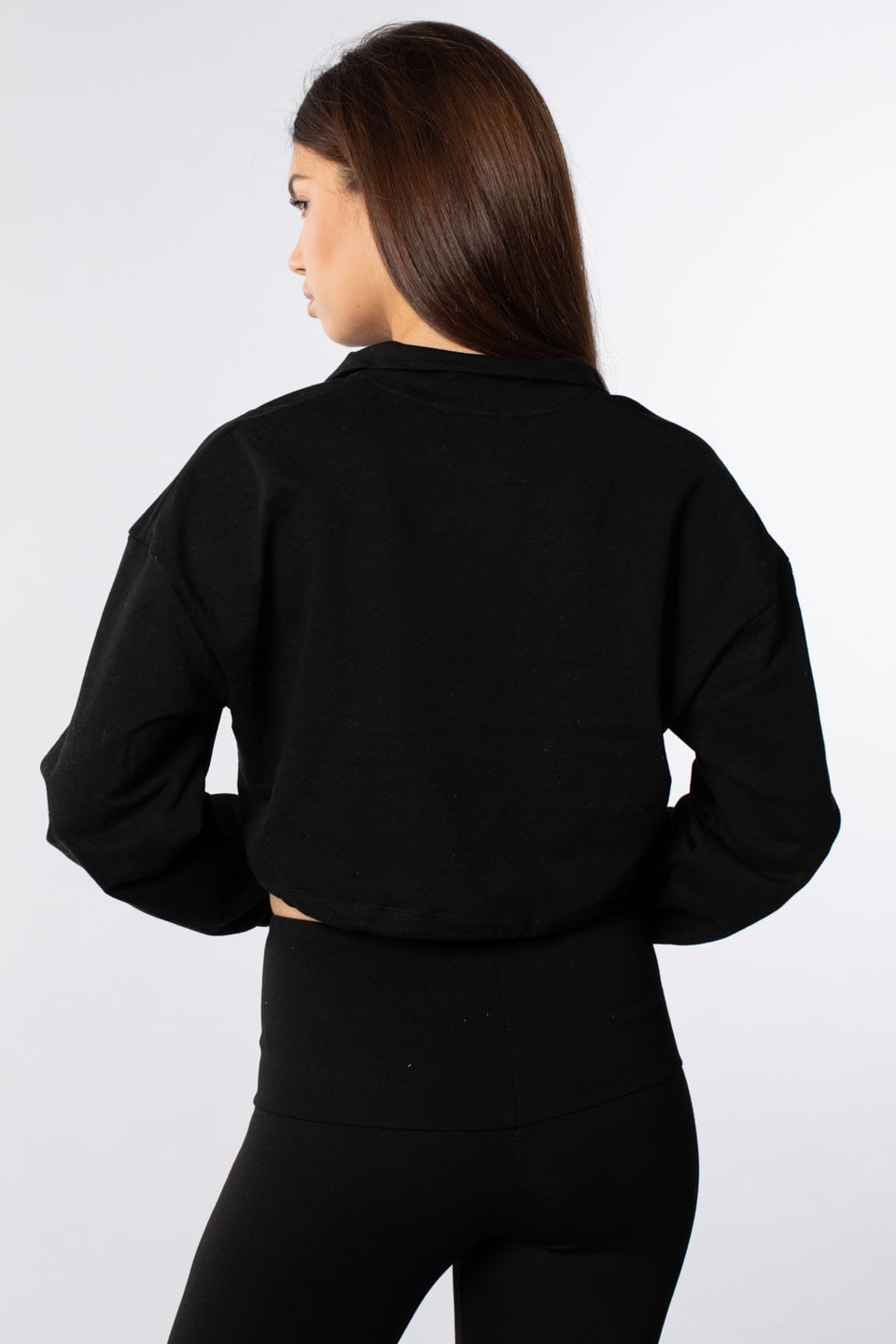 Eteği lastikli sweatshirt-7320 Siyah