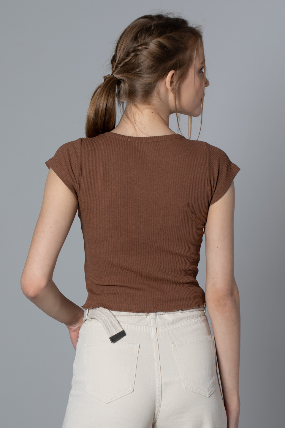 Etek fırfır detaylı düğmeli kaşkorse body-9267 A.Kahve