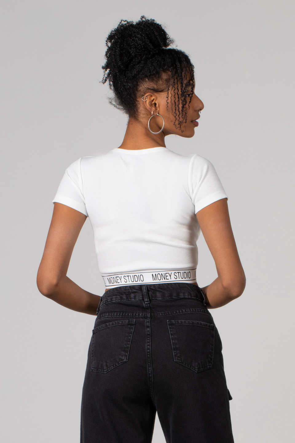 Etek ucu lastik yazılı t-shirt-14 Ekru
