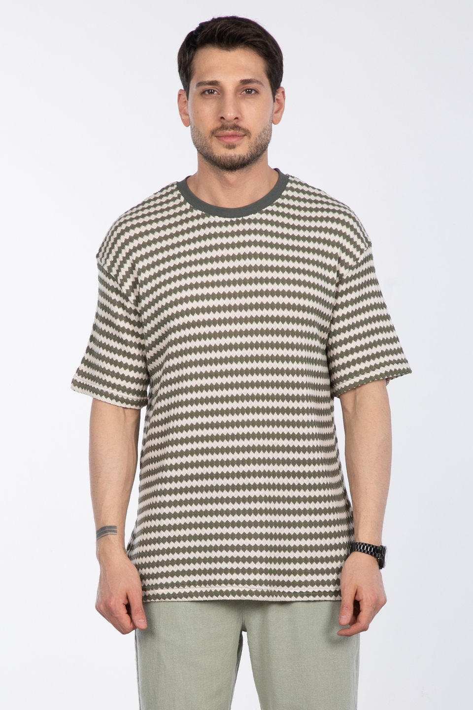 Etnik desen t-shirt-074-9107 Avcı Yeşil