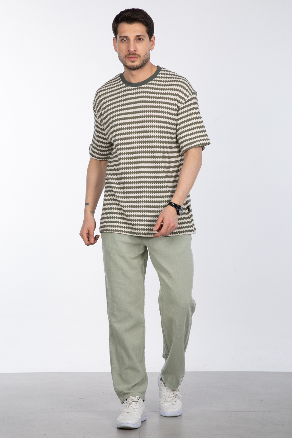 Etnik desen t-shirt-074-9107 Avcı Yeşil