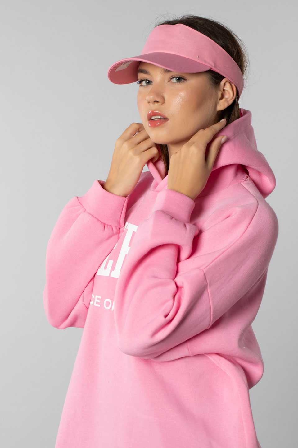 Everlast yazı baskılı kapüşonlu sweatshirt-4372 Pembe