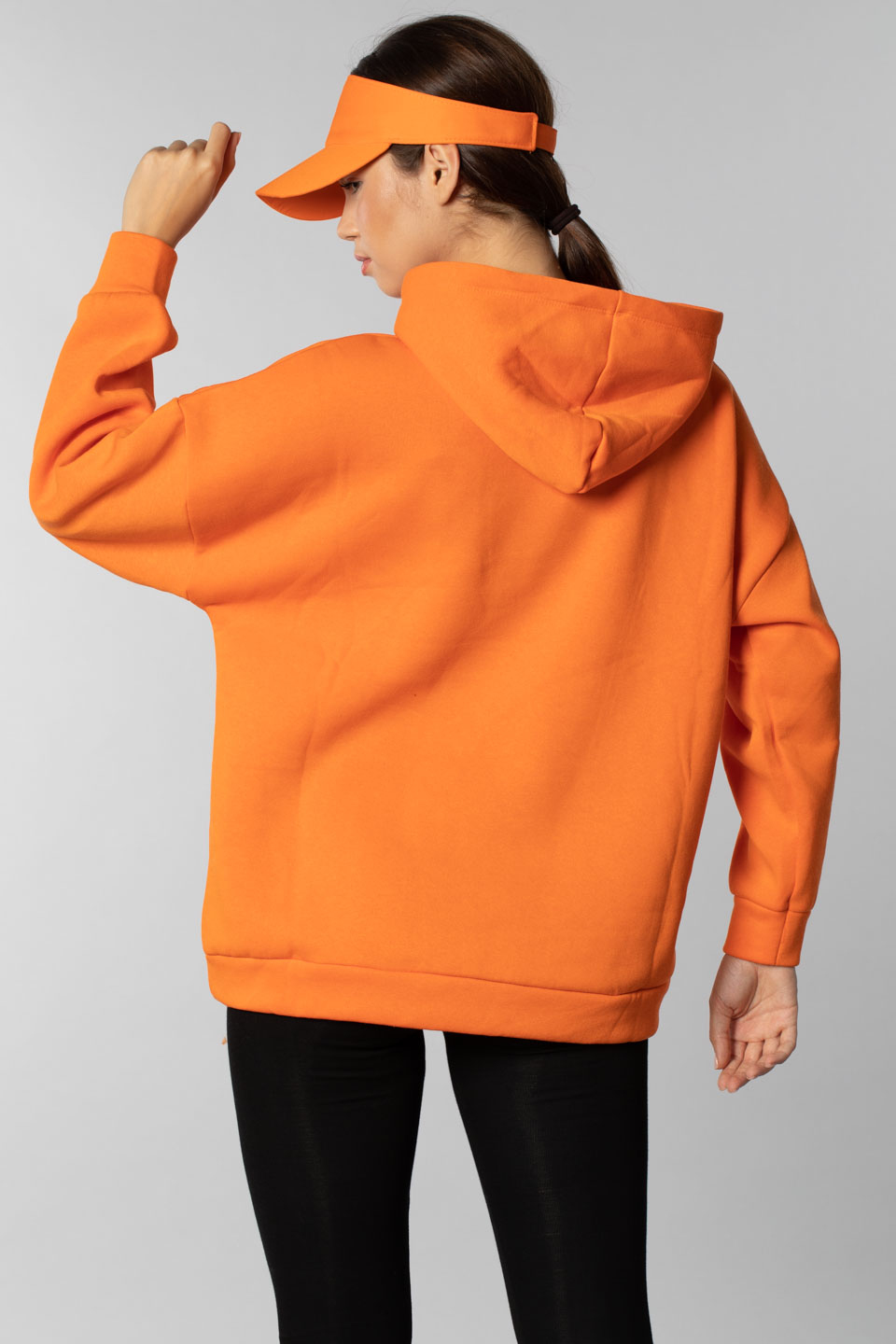 Everlast yazı baskılı kapüşonlu sweatshirt-4372 Oranj