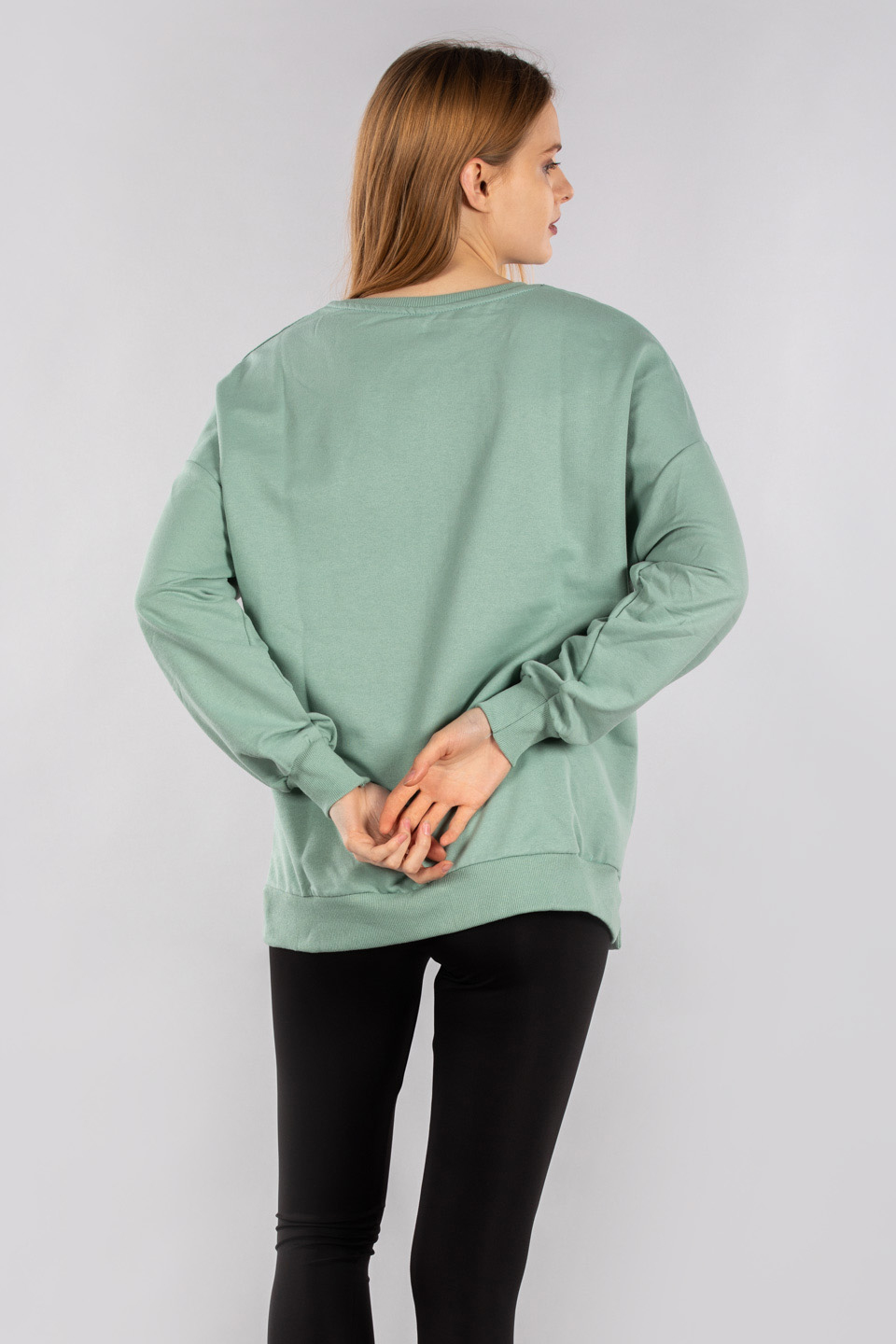 Everythıng baskılı sweatshırt-9686 Mint