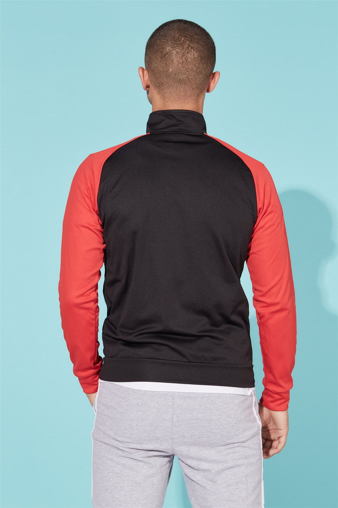 Fermuarı Çizgili Sweat-Siyah