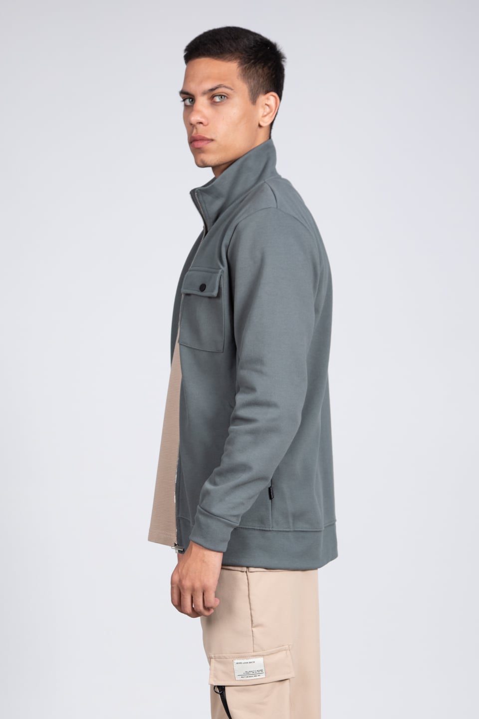 Fermuarlı cepli spor ceket-9058 Cam Yeşil